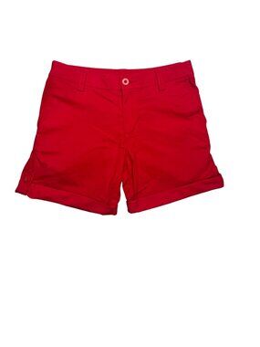 Liz Claiborne Red Cuffed Chino Shorts Women's Size 4 Mid Rise Casual Summer